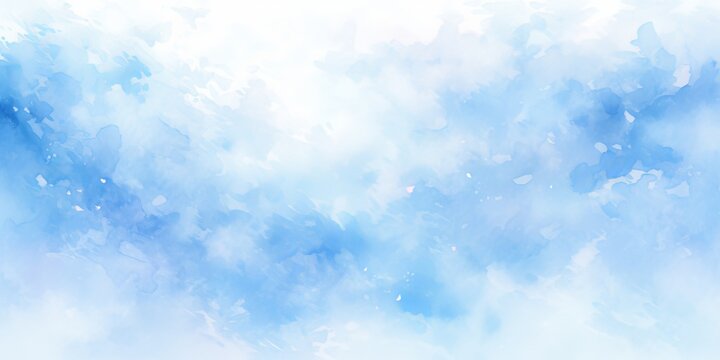 Blue sky and clouds watercolor background.