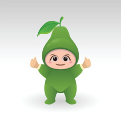 Vector Avocado fruit kawaii cartoon character vector funny Avocado fruit kawaii illustration