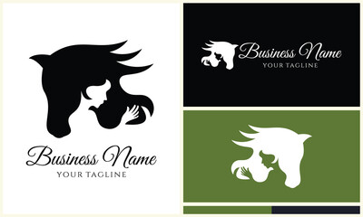 equine and girl logo template - obrazy, fototapety, plakaty