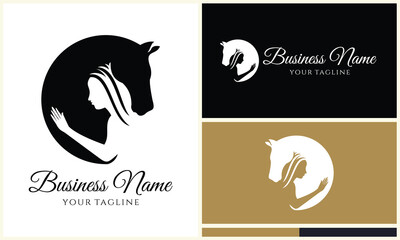 equine and girl logo template