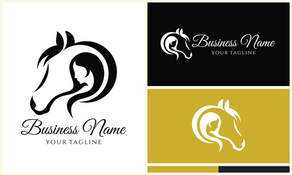 equine and girl logo template