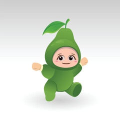 Vector Avocado fruit kawaii cartoon character vector funny Avocado fruit kawaii illustration