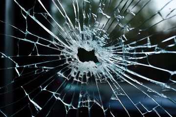 shattered glass window