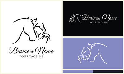 equine and girl logo template