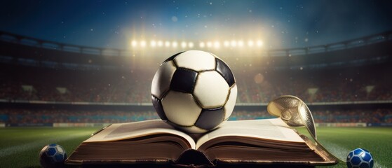open book revealing football. soccer. sport concept