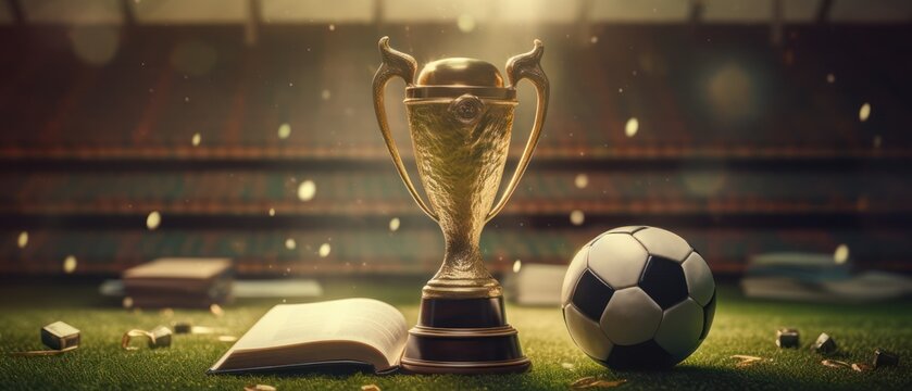open book revealing football. soccer. sport concept