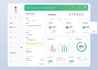 UI UX Infographic dashboard. UI design with graphs, charts and diagrams. Web interface template