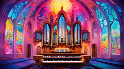 Foto op Canvas Church organ, colorful painting, illustration © Teppi