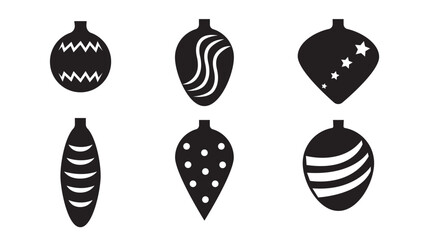 Christmas tree toys icons set. Vector illustration