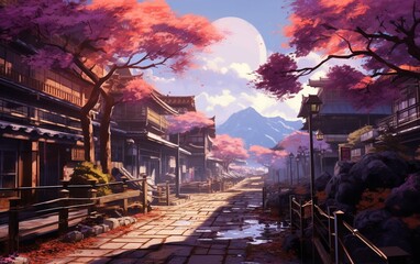 Anime background. Ai generated. 