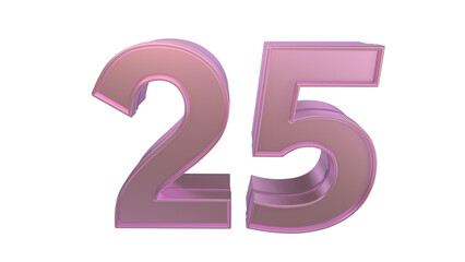 Creative designmetal 3d number 25