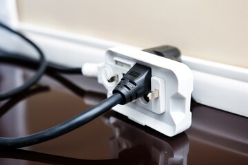 Fototapeta na wymiar a charging cord plugged into an electrical socket