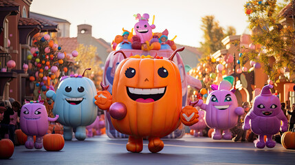 Obraz premium Candy Pumpkin Village Parade