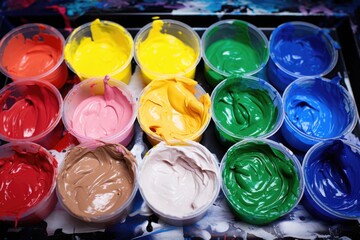 an array of finger paint colors blending together