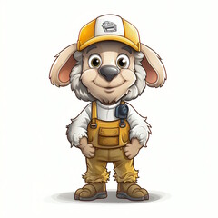 Sheep as Engineer of Cartoon Character Isolated on White Background.