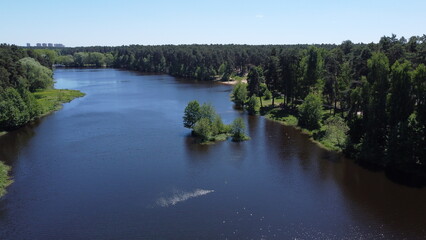 Fototapeta premium Picturesque river in Moscow region, Ramenskoe in the summer time