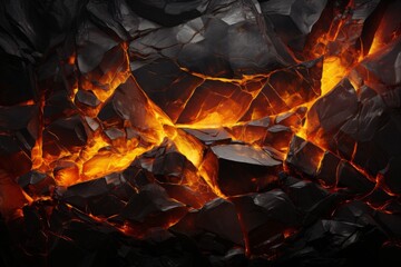 Molten lava-like metal background with fiery orange and yellow, Generative AI 
