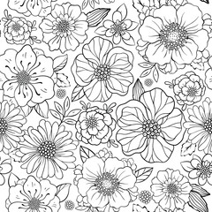 Outline pattern with small hand draw flowers.