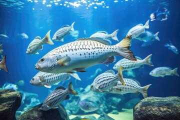 Obraz premium a group of fish swimming together in an aquarium