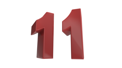 Creative design red 3d number 11