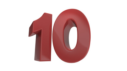 Creative design red 3d number 10