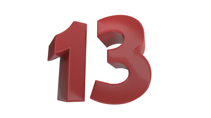 Creative design red 3d number 13