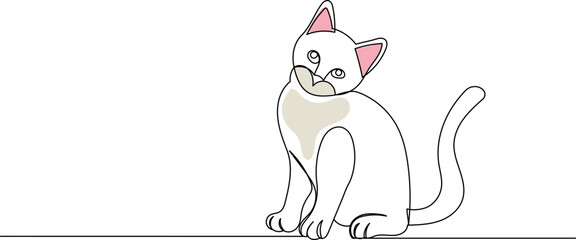 kitten line drawing, vector sketch