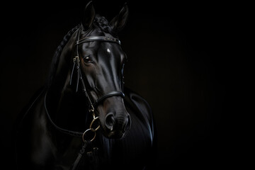 A horse on a black background.