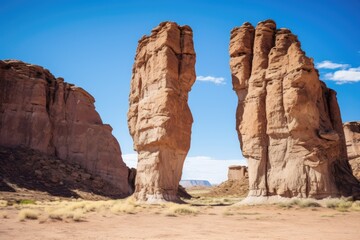 Fototapeta premium rock formations with equal heights standing side by side