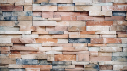 Brick wall with rough textured in bright neutral color, rustic and modern style brick wall background.