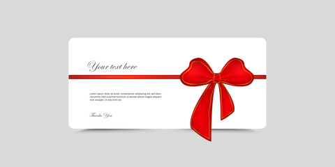 template card with a red bow ribbon