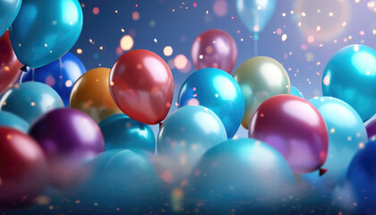 Beautiful Festive Background with Multicolored Balloons