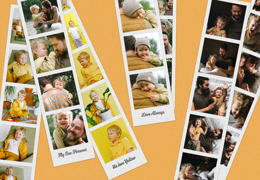 Roll Photo Collage Mockup