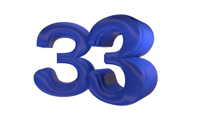 Obraz premium Creative blue 3d number 33