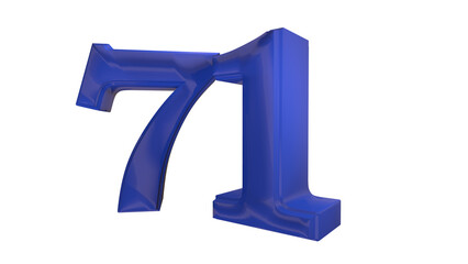 Creative blue 3d number 71