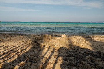 sand castle in notre dame beach in porquerolles island france panorama landscape