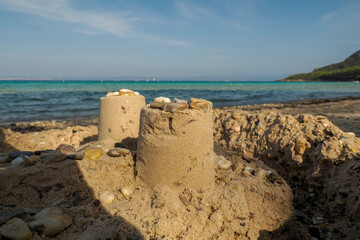 sand castle in notre dame beach in porquerolles island france panorama landscape