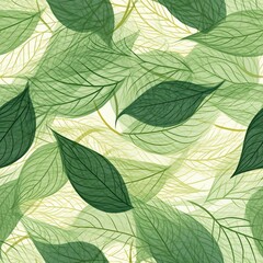 Seamless green leaves pattern. generative ai.