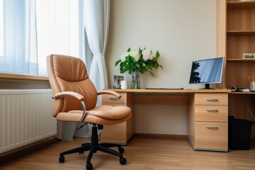 comfortable chair and functional desk in the same room