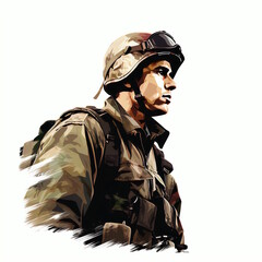 Soldier Isolated on White Background.