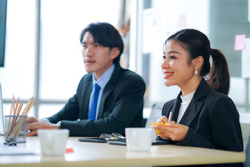 business people working in a meeting, business people working together in office.