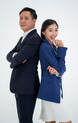 business man and woman Wear beautiful work clothes.