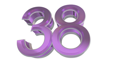 Creative purple 3d number 38