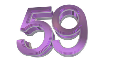 Creative purple 3d number 59