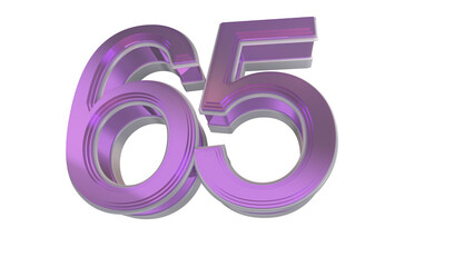 Creative purple 3d number 65