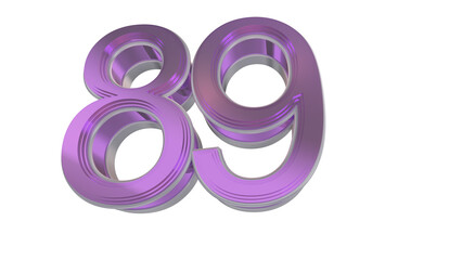 Creative purple 3d number 89