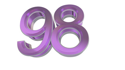 Creative purple 3d number 98