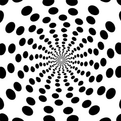 Black and white background with seamless pattern circular oval shape.