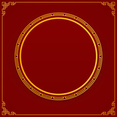 Happy Chinese new year 2024. Chinese new year banner with circle for show product. Greeting card. China frame with lantern on red background.