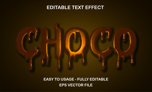 Choco editable text effect template, 3d bold dripping slime chocolate glossy style typography, premium vector